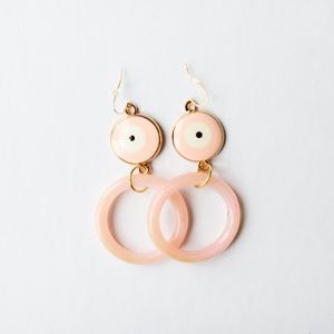 Evil Eye Earrings in Millennial Pink